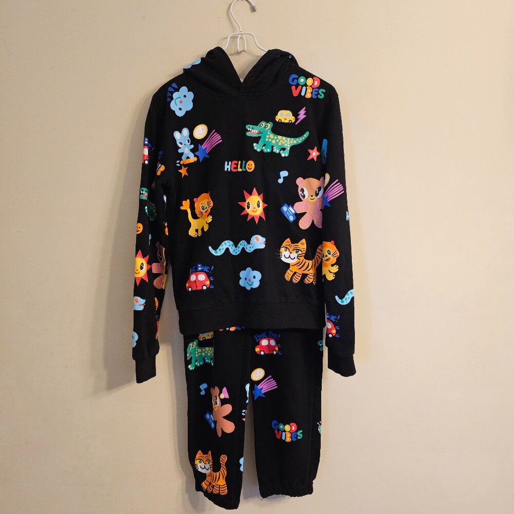 Lola + The Boys Happy Jungle Art Tracksuit Set Joggers and Hoodie Boys Size 14‎
